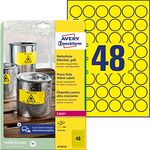 AVERY Zweckform L6128-20 Wetterfeste Folienetiketten (960 Signalaufkleber, Ø30mm auf A4, extrem stark selbstklebend, wasserfest, strapazierfähig, bedruckbare Outdoor Klebefolie) 20 Blatt, gelb