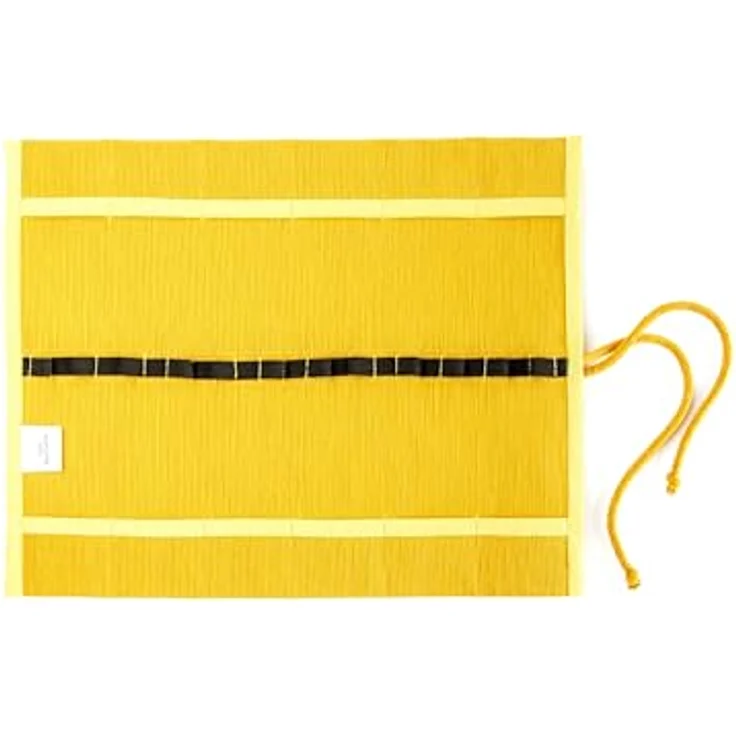 Morgenspruch Eurythmieversand Stiftemappe Rollmäppchen robustes Baumwollmaterial für 12 Stifte/Blöcke, ungefüllt, gelb – Bild 1