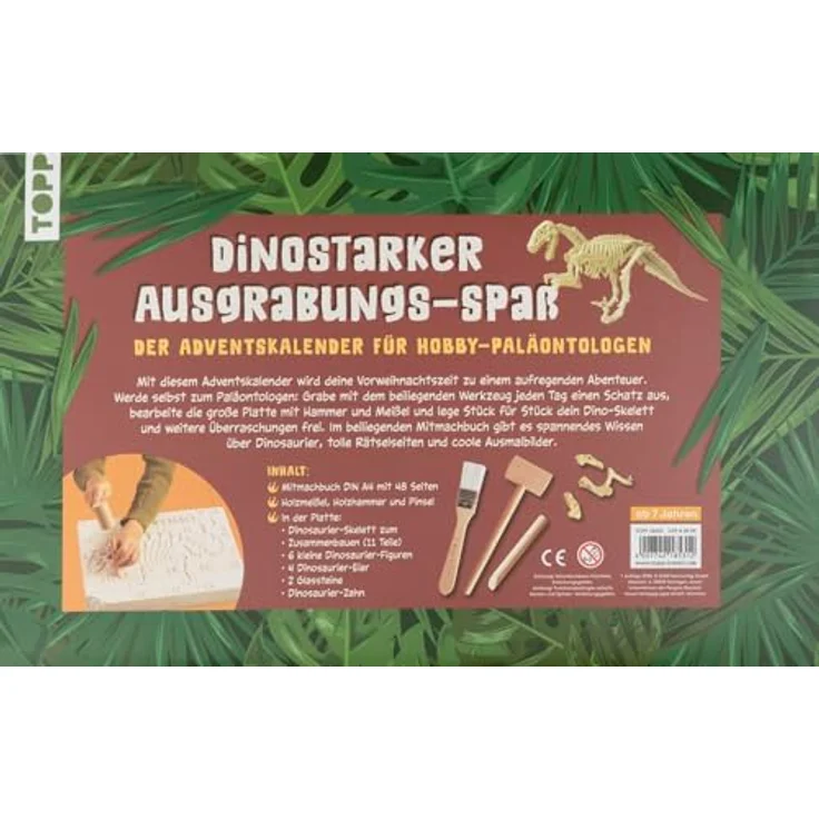 Frech Dinosaurier - Der Ausgrabungs-Adventskalender, 24 coole Überraschungen, Mitmachbuch und Werkzeugset – Bild 3