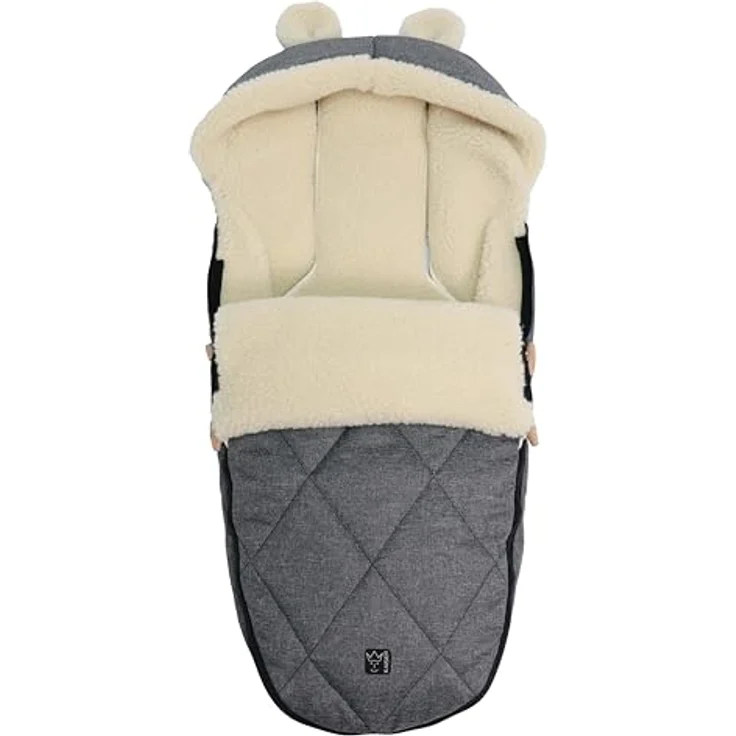 Kaiser 65825 XL EARS WOOL, Woll Fußsack für Kinderwagen und Fahrradanhänger, anthracite melange – Bild 3