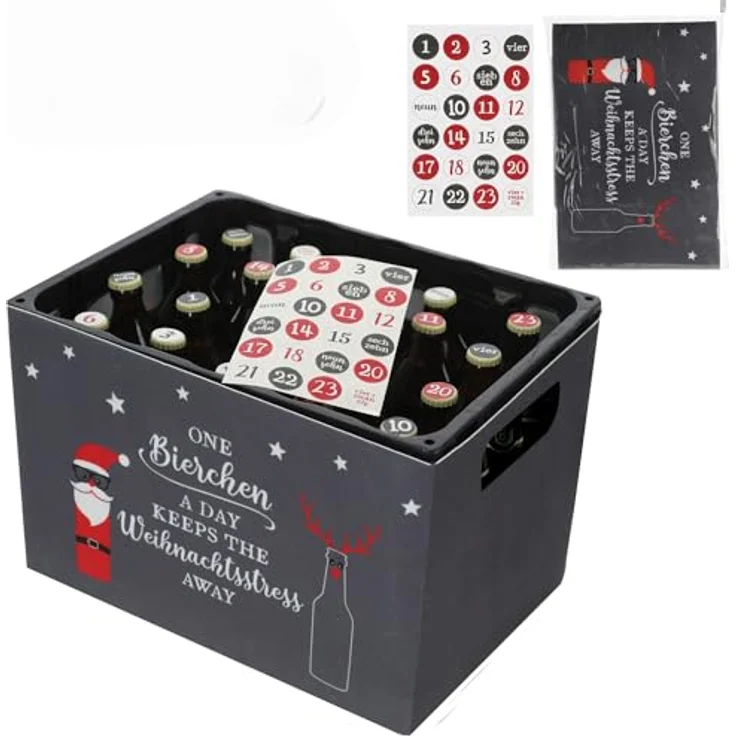 Annastore DIY Adventskalender Bierkasten für Männer - Lustiger Adventskalender für Bier - Filz-Banderole - 24 Zahlensticker – Bild 1