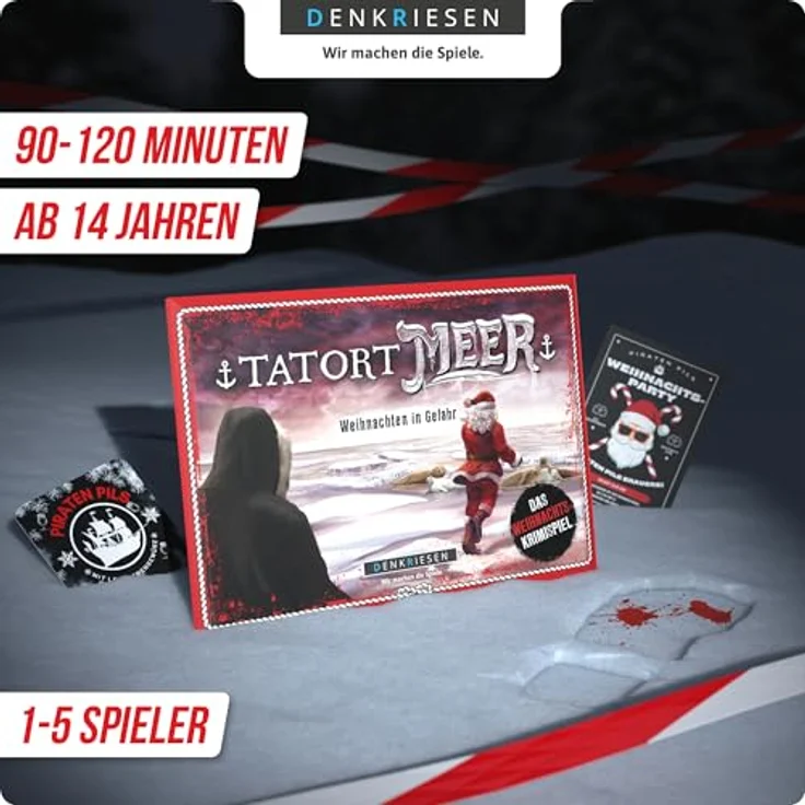 DENKRIESEN Tatort Meer - Weihnachten in Gefahr, Krimispiel für 1-5 Spieler, ab 14 Jahren, spannendes Detektivspiel für Spieleabende – Bild 3