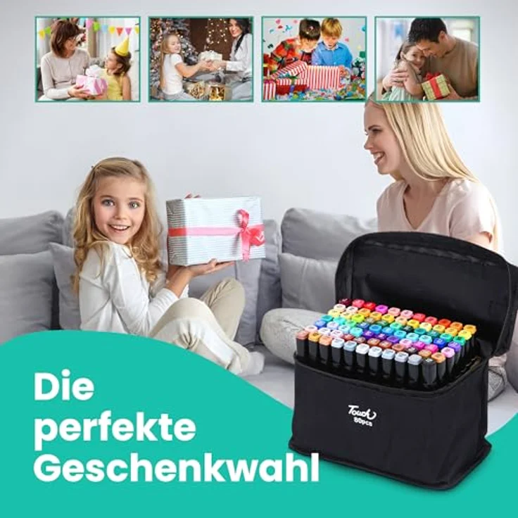 Extralink MARKERY, 80er Set Filzstifte in gemischten Farben (Karmin, Burgund, Blauviolett, Aqua, Mandel, Anthrazit, Chrome, Schwarz, Braun) – Bild 3
