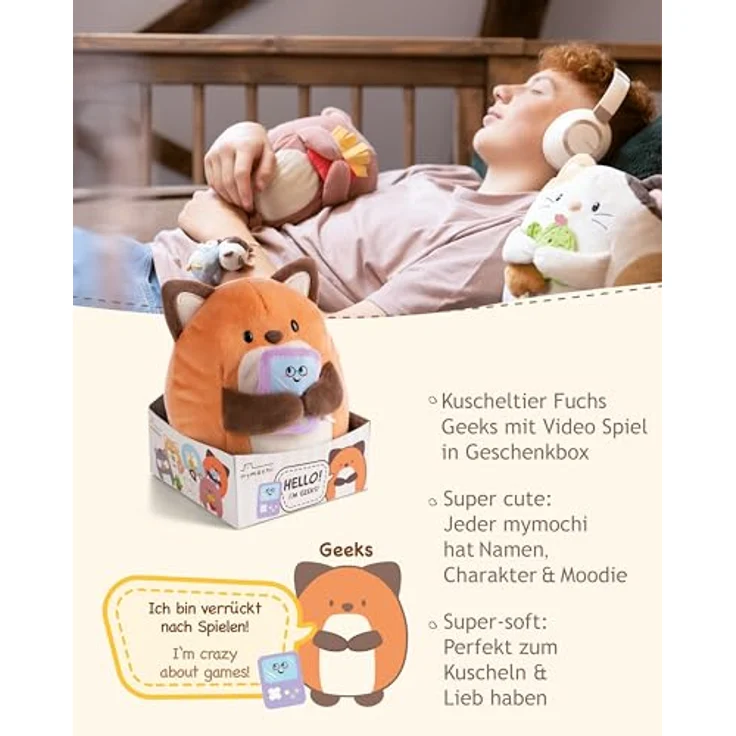 NICI MYMOCHI Fuchs Kuscheltier Geeks 16 cm mit Videospiel in Geschenkbox, Flauschiges Stofftier zum Kuscheln und Spielen - 61151 – Bild 3