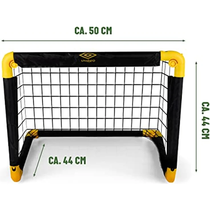 Umbro Fußballtore - 2-er Set - Faltbares Fußballtor - 50 x 44 x 44 cm - Fußballtraining - für Kinder und Erwachsene, Schwarz/Gelb – Bild 3