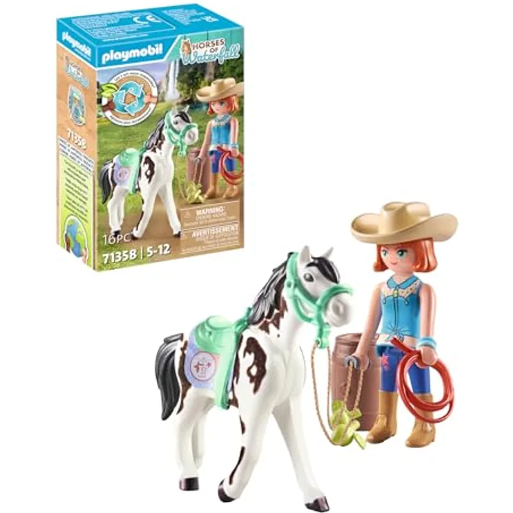 PLAYMOBIL 71358 Ellie & Sawdust, Westernübung Spielset mit Pferd und Reitausrüstung, Mehrfarbig