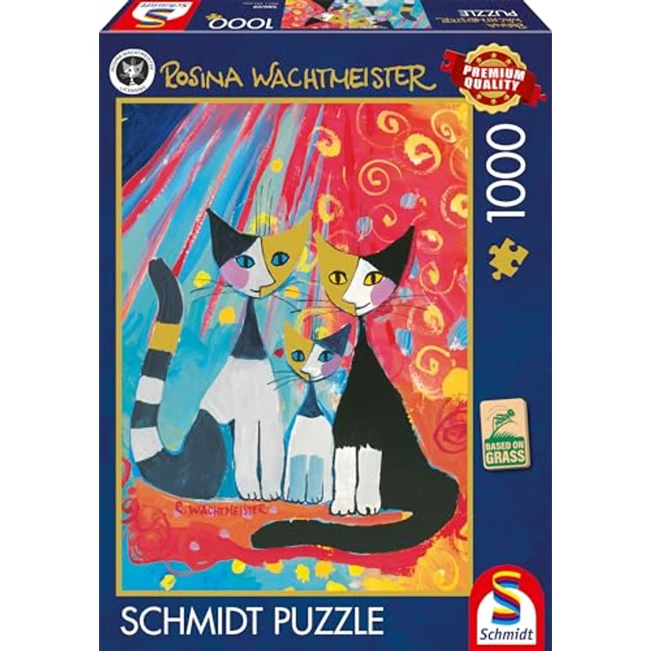 Schmidt Spiele 58659 Glückliche Katzenfamilie, 1000 Teile Puzzle im Format 69,3 x 49,3 cm, Premium Qualität mit spezialgefertigten Puzzleteilen – Bild 4