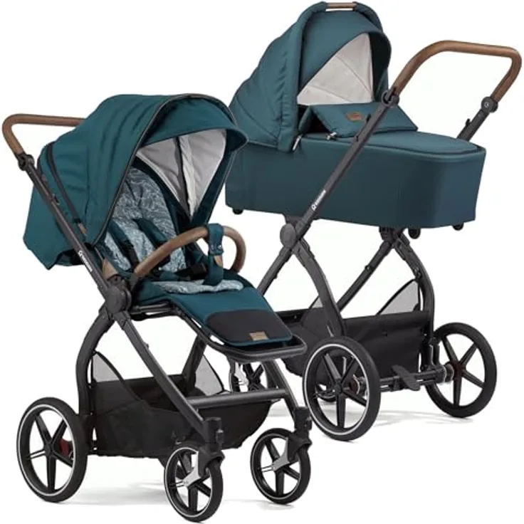 Gesslein FX4 Swing 2in1 Kinderwagen-Set inkl. Babywanne Panorama Lyx, 10 kg leicht, ergonomische Liegeposition, UV-Schutz, umfangreiches Zubehör