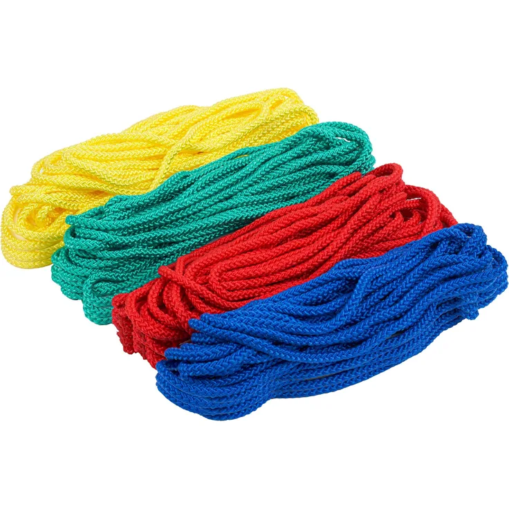 Sport-Thieme Springseil Set Bunt, 3 m lang, 32er Set mit 8 Seilen in Blau, Grün, Gelb und Rot, geeignet für große Menschen