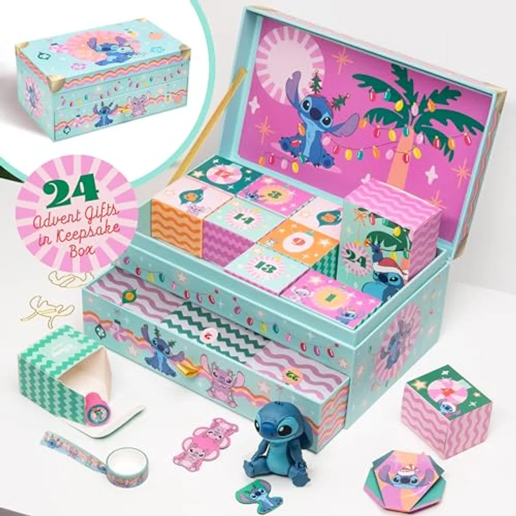 Paladone Stitch Erinnerungsbox Adventskalender, 24 Tage mit Schreibwaren-Überraschungen, Offiziell lizenziertes Disney Geschenk für Fans – Bild 4