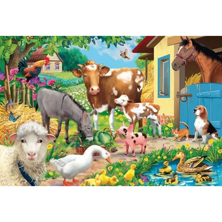 Schmidt 56574 Bauernhof Tiere Kinderpuzzle, 60 Teile, pädagogisch wertvoll für Kinder ab 5 Jahren, inkl. Puzzleposter, 36,1 x 24,3 cm – Bild 2