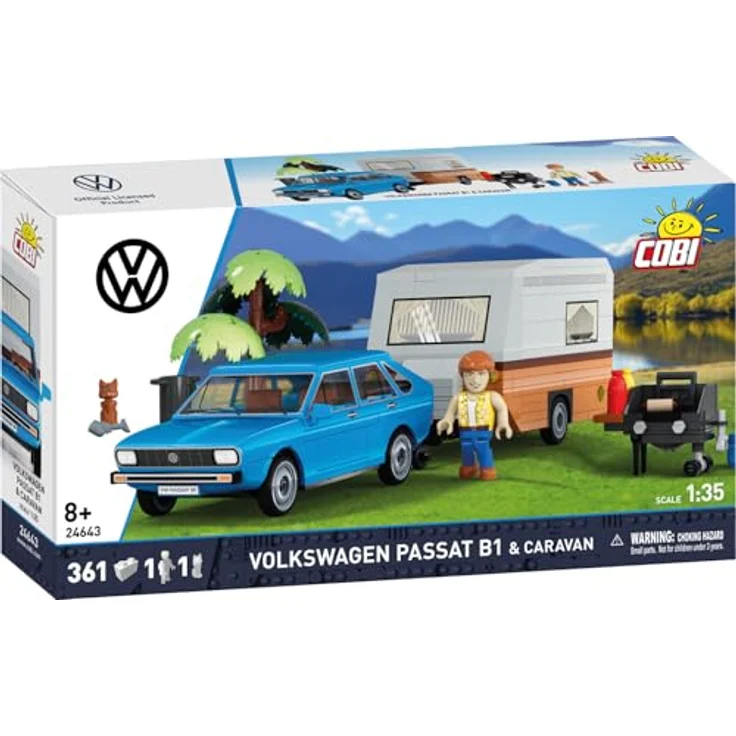 COBI Volkswagen Passat B1 mit Wohnwagen, Modellfahrzeug aus Bausteinen, made in EU – Bild 2