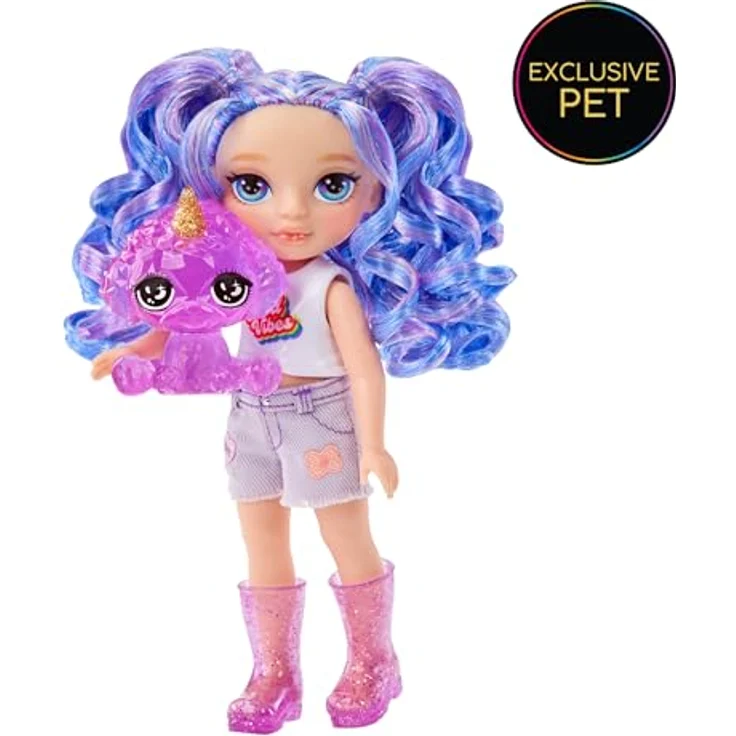 Rainbow High Anziehpuppe Rainbow High Littles Dolls - Amethyst (Purple) - Modepuppe mit lila Haaren und süßem Miniatur-Haustier – Bild 5