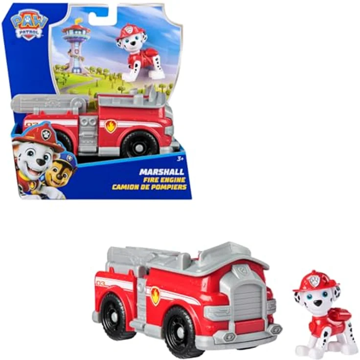 Spin Master PAW Patrol Spielzeug-Auto Marshall, Feuerwehrfahrzeug aus recyceltem Kunststoff, mit Figur im Standard-Maßstab – Bild 1