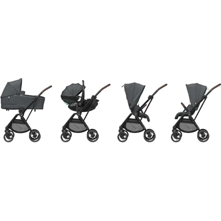 Maxi-Cosi Leona² Kinderwagen, 0–4 Jahre, 0–22 kg, superkompakt, umdrehbarer Sitz, einhändig zusammenklappbar, 3 Liegepositionen, flache Liegeposition, LSF 50+, Twillic Graphite – Bild 2