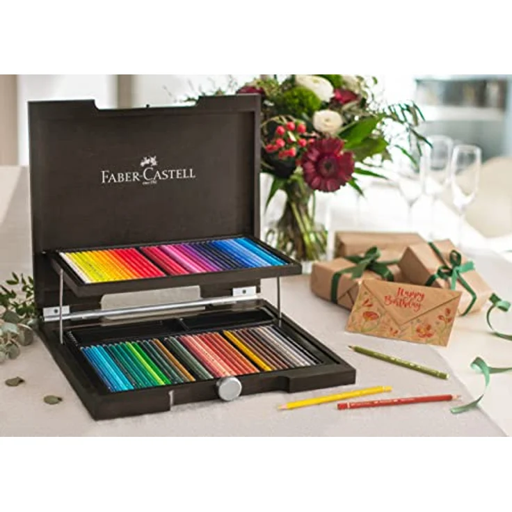 Faber-Castell Polychromos 110072, Buntstifte im 72er Holzkoffer, bruchfeste 3,8-mm-Minen für intensive Farbabgabe – Bild 4