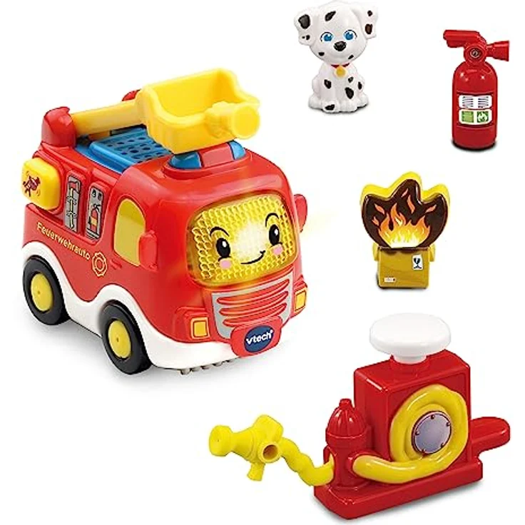 VTech Tut Tut Baby Flitzer - Feuerwache – Interaktives Feuerwehr-Spielset mit beweglichen Elementen, Melodien und Liedern und Tut Tut Baby Flitzer Feuerwehrauto – Für Kinder von 1-5 Jahren – Bild 3