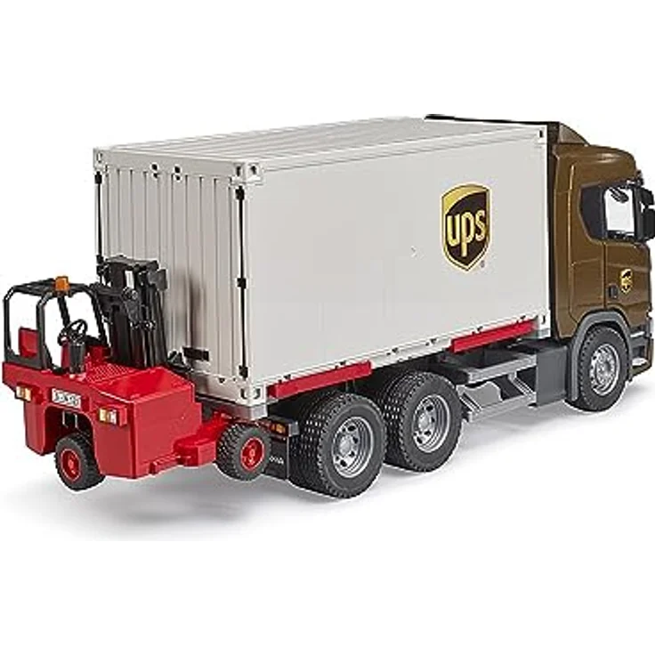 bruder 03582 - Scania Super 560R UPS Logistik LKW mit Mitnahmestapler - 1:16 Fahrzeuge, Paketzusteller, Spedition, Stapler, Transporter, Spielzeug ab 4 Jahre – Bild 2