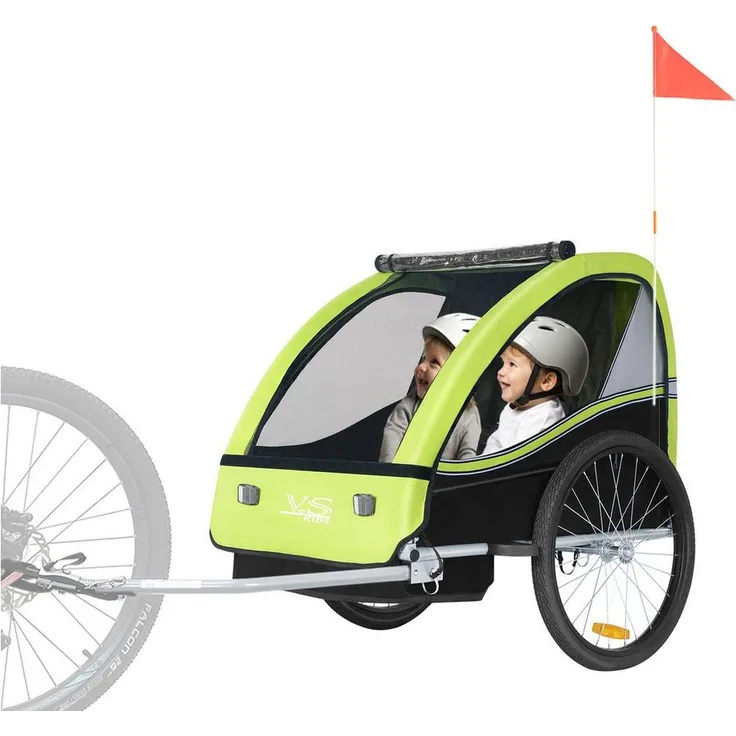 TIGGO Fahrradkinderanhänger Tiggo VS Kinderanhänger Fahrradanhänger für 1 oder 2 Kinder, Stahlrahmen, UV-Schutz, Sicherheitsgurtsystem, 20-Zoll-Räder
