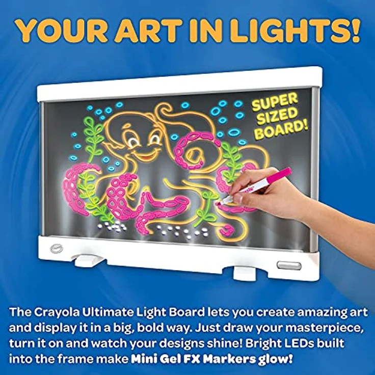 Crayola Deluxe Led-tafel Mit Filzstiften, Spielzeug Zeichenbrett Kinder, Led Zeichenbrett Mit 3 Lichteffekten, Radierbare Zaubertafel Zum Malen, Schreiben Und Zeichnen, Spielzeug Ab 6 Jahren – Bild 7