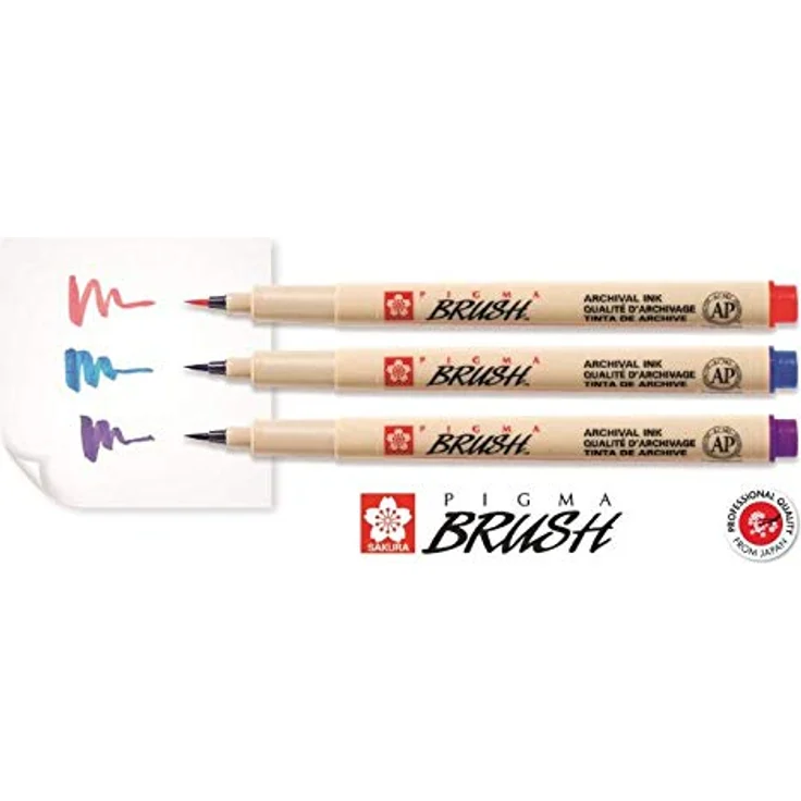 SAKURA POXSDKBR9 Pinselstift PIGMA Brush, 9er Etui, farbig Sortiert, 9 Stück (1er Pack) – Bild 2
