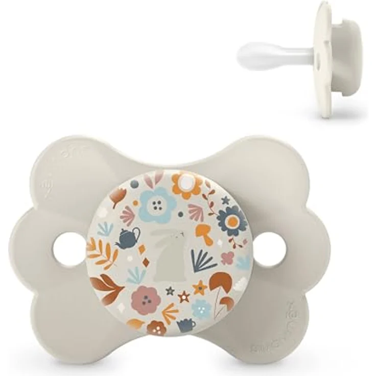 Suavinex Wonderland Schnuller SX Pro, physiologischer Silikonsauger, symmetrisch, flach, für Neugeborene 0-6 Monate, Beige – Bild 1