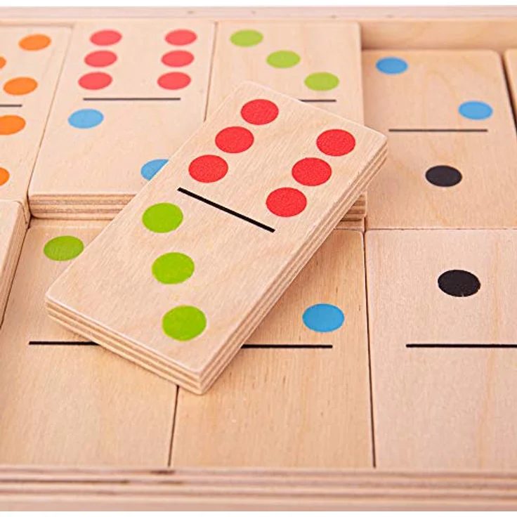 Bigjigs Toys Jumbo-Dominosteine, hölzernes Legespiel mit 28 Spielstücken, für Kinder ab 3 Jahren, in stabilem Holzschal – Bild 3