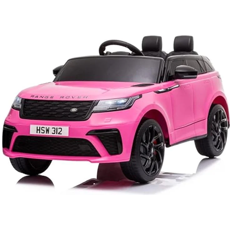 FINOOS Range Rover Velar Kinder Elektroauto 12V, lizenziert, mit RC Fernbedienung, LED Beleuchtung, Audioschnittstellen, rosa – Bild 1