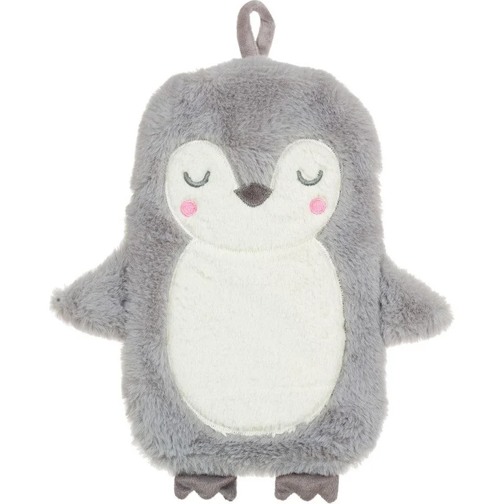 Sass & Belle Wärmflasche mit Pinguin Bezug, Bettflasche, ca. 20 x 30 cm, Grau, perfekt für abendliches Kuscheln – Bild 1