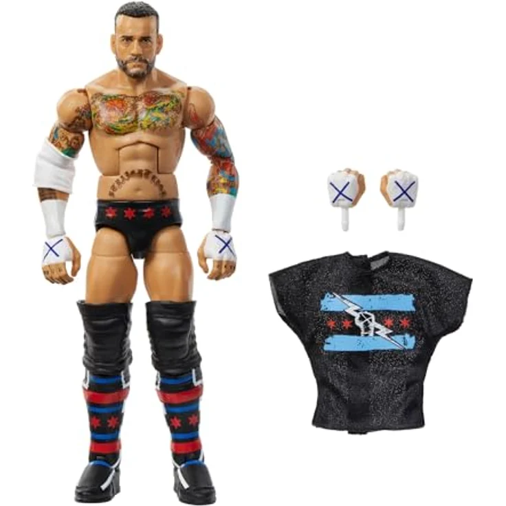 Mattel WWE Elite Actionfigur CM Punk, Serie #115, ca. 15 cm groß, mit 25 Bewegungspunkten und austauschbaren Händen, mehrfarbig – Bild 1