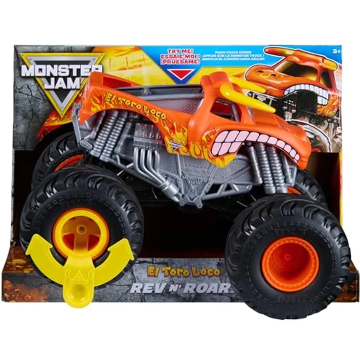 Nobrand Monster Jam 1:18 Rev 'N Roar El Toro Loco, ferngesteuertes Spielzeugauto mit Allradantrieb und ikonischem Sound