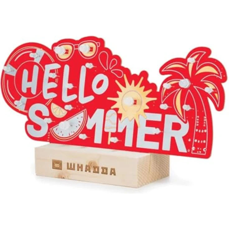 Whadda Lötbausatz XL-Platine Hello Summer, mit Holzhalter, kreatives STEM-Projekt für Bildung und Experimentieren – Bild 2