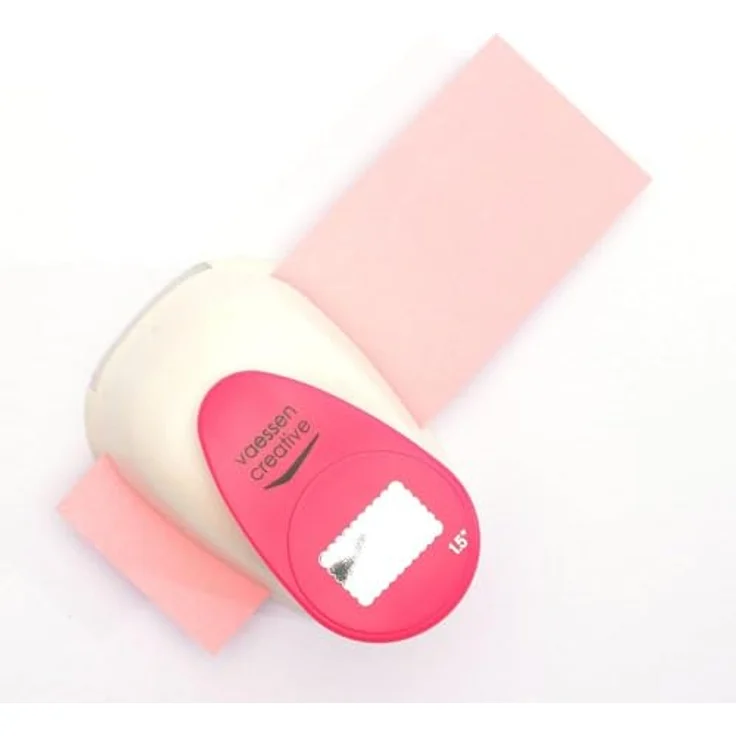 Vaessen Creative Motivstanzer Rechtecke, 2.1 x 3.4 cm, für Bastelpapier bis 160 g/m², Weiß/Rosa – Bild 4