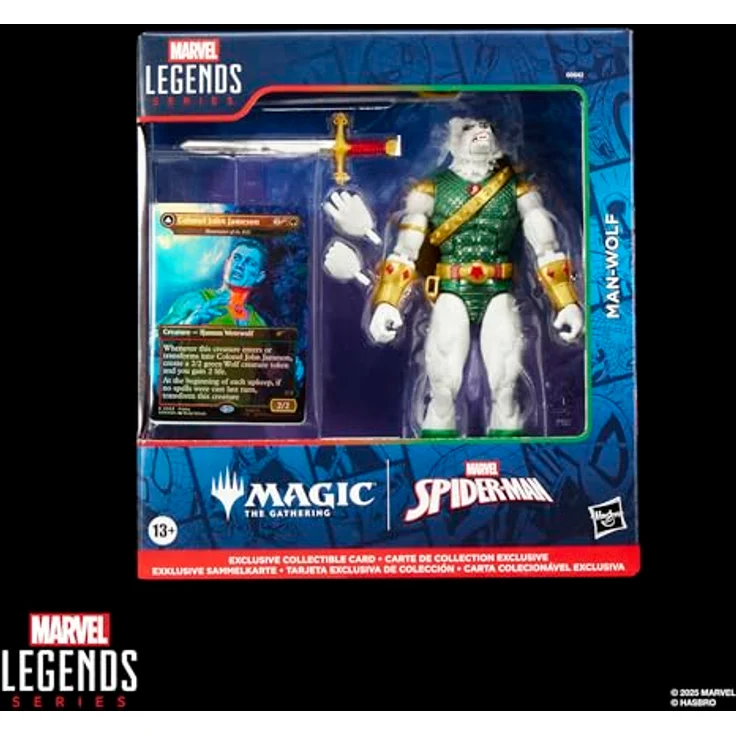 Hasbro Marvel Legends Series Man-Wolf, Action-Figur 15 cm mit 6 Accessoires und exklusiver Foil Sammelkarte – Bild 2