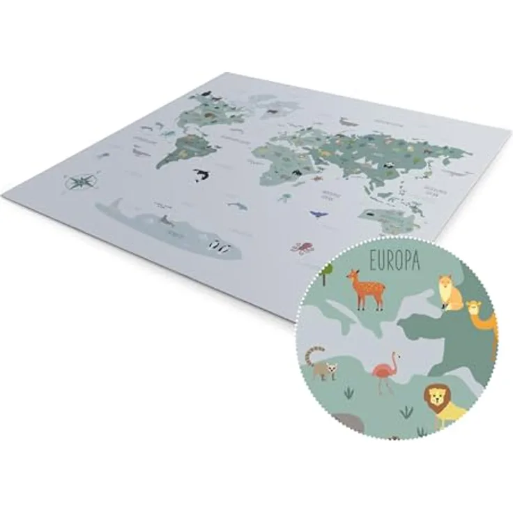Ehrenkind® Spielmatte PRO, Extra dick und soft, 174x174cm Weltkarte, Made in Germany, Phtalatfrei, rutschfest, hygienisch