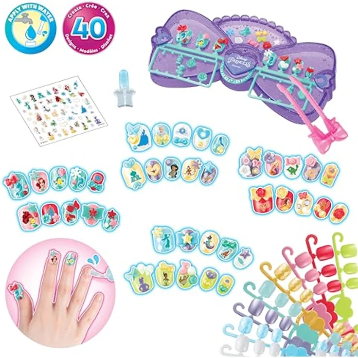 Aquabeads Disney Prinzessinnen Nagelstudio, Multicolor-Set mit 40 Aquabeads-Nägeln und Disneymotiven – Bild 2