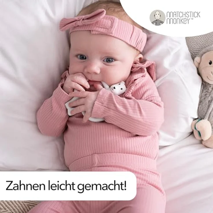 Matchstick Monkey Beißring/Zahnungshilfe (Pomelo Eisbär) - Antimikrobiell/BPA-frei/Leicht zu greifen/Ab 3 Monaten/Tiermotiv – Bild 5