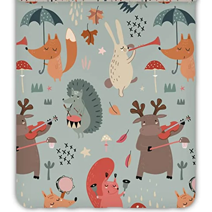 ESPiCO Bettwäsche Trendy Bedding Waldtiere Bunt Kinder Igel Eichhörnchen Elch Hase Fuchs Musik Instrumente, 135x200 cm – Bild 3