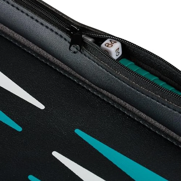 Relaxdays Backgammon zum Aufrollen, Reise-Brettspiel in schwarzer Lederoptik mit integrierter Tasche für Spielsteine und Würfel – Bild 7