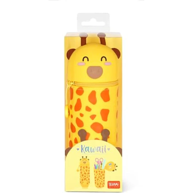 Legami LEGAMI Federmäppchen und Stiftehalter 2-IN-1, Giraffe Motiv, KAWAII, Silikon, blau – Bild 5