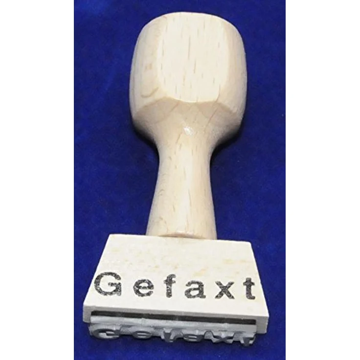 Neutral Textstempel "Gefaxt" ohne Logo, 3,3 cm Breite, aus umweltfreundlichem Holzmaterial – Bild 2