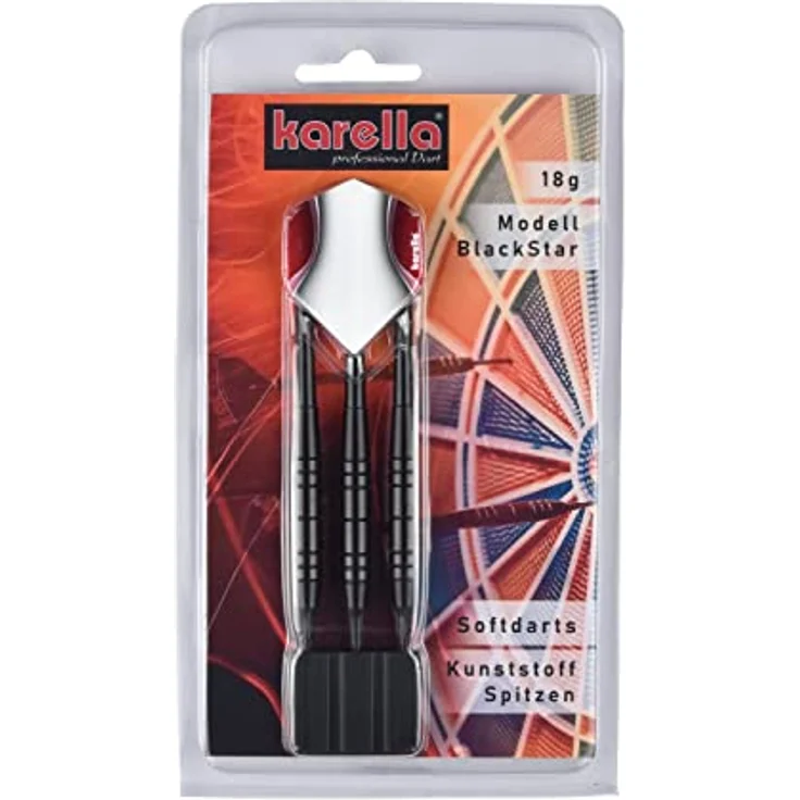 Karella Softdart Blackstar 18 g, Dartpfeile aus Messing mit Nylonschaft und 100 Mic. Flights – Bild 3