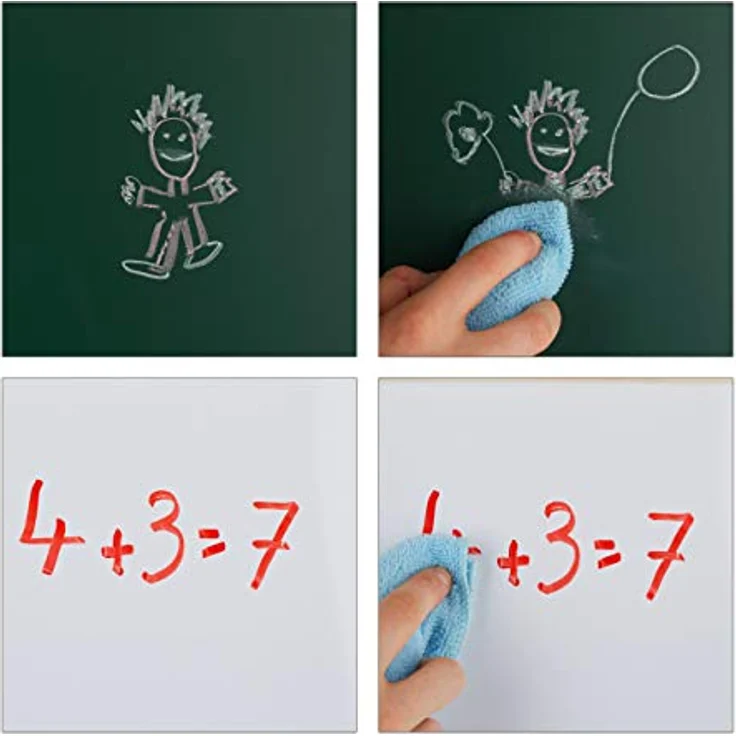 relaxdays Standtafel Kinder mit Whiteboard, höhenverstellbar, beidseitig nutzbar, natur/weiß/grün – Bild 7