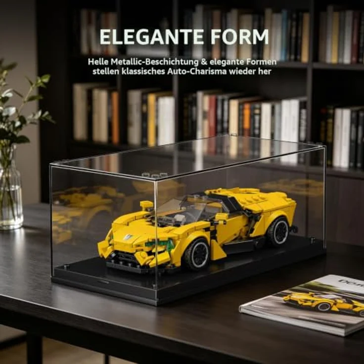Mould King 27152 Technik Speed Champions, goldenes Sportwagen-Modell mit 409 Klemmbausteinen und Acryl-Vitrine – Bild 5