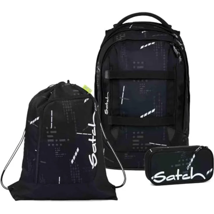 Satch Pack Schulrucksack Set 3tlg. inkl. Schlamperbox und Sportbeutel, 30 Liter, 3D Soft-Mesh Rückensystem, Ninja Matrix – Bild 1