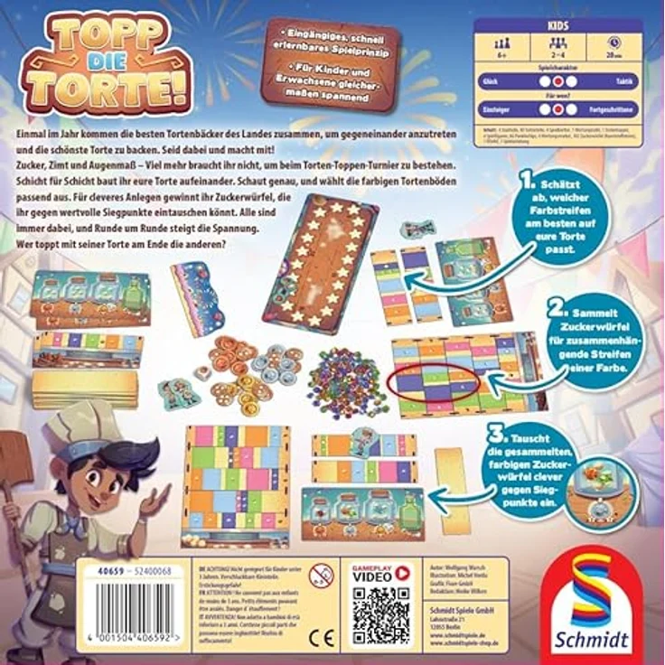 Schmidt Spiele Topp die Torte, Kinderspiel, Mehrfarbig, Eingängiges Spielprinzip, ungewöhnlicher Spielmechanismus, ab 6 Jahren – Bild 2