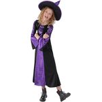 Smiffys Kostüm Verzaubert, Schwarz und Purpur, mit Kleid und Hut, 7-9 Jahre