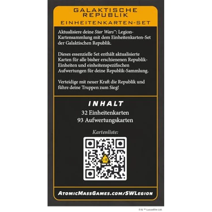 Atomic Mass Games Star Wars: Legion – Galaktische Republik Einheitenkarten-Set (Deutsch), aktualisierte Einheiten- und Aufwertungskarten für Republic-Einheiten – Bild 4