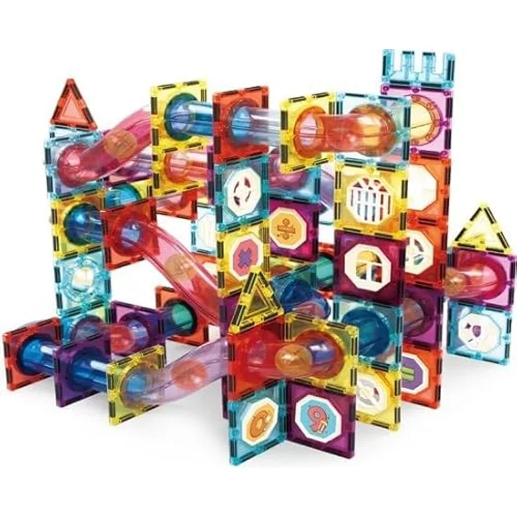 Olvy Magnetische Bausteine Montessori Spielzeug, 100 Teiliges Magnetset für Kinder ab 3 Jahren, fördert Kreativität und Feinmotorik, kompatibel mit Connetix und Magna Tiles