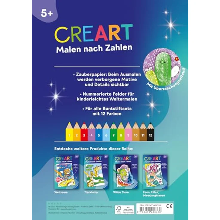 Ravensburger Verlag GmbH Malen nach Zahlen CreArt - Malen nach Zahlen - Kawaii - Süße Freunde, Malbuch mit 24 Motiven auf Zauberpapier, für Kinder ab 5 Jahren – Bild 2